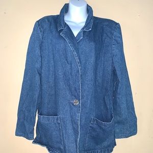 Joanna vintage denim blazer shoulder padding